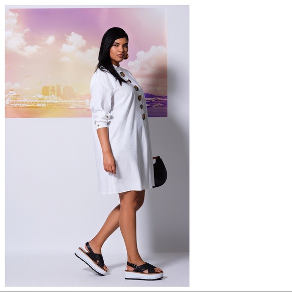 Eloquii Mock Neck Tortoise Button Detail Dress - Picture 4 of 4